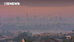 Sydney smoke haze from burn-offs (Image: Nine News)